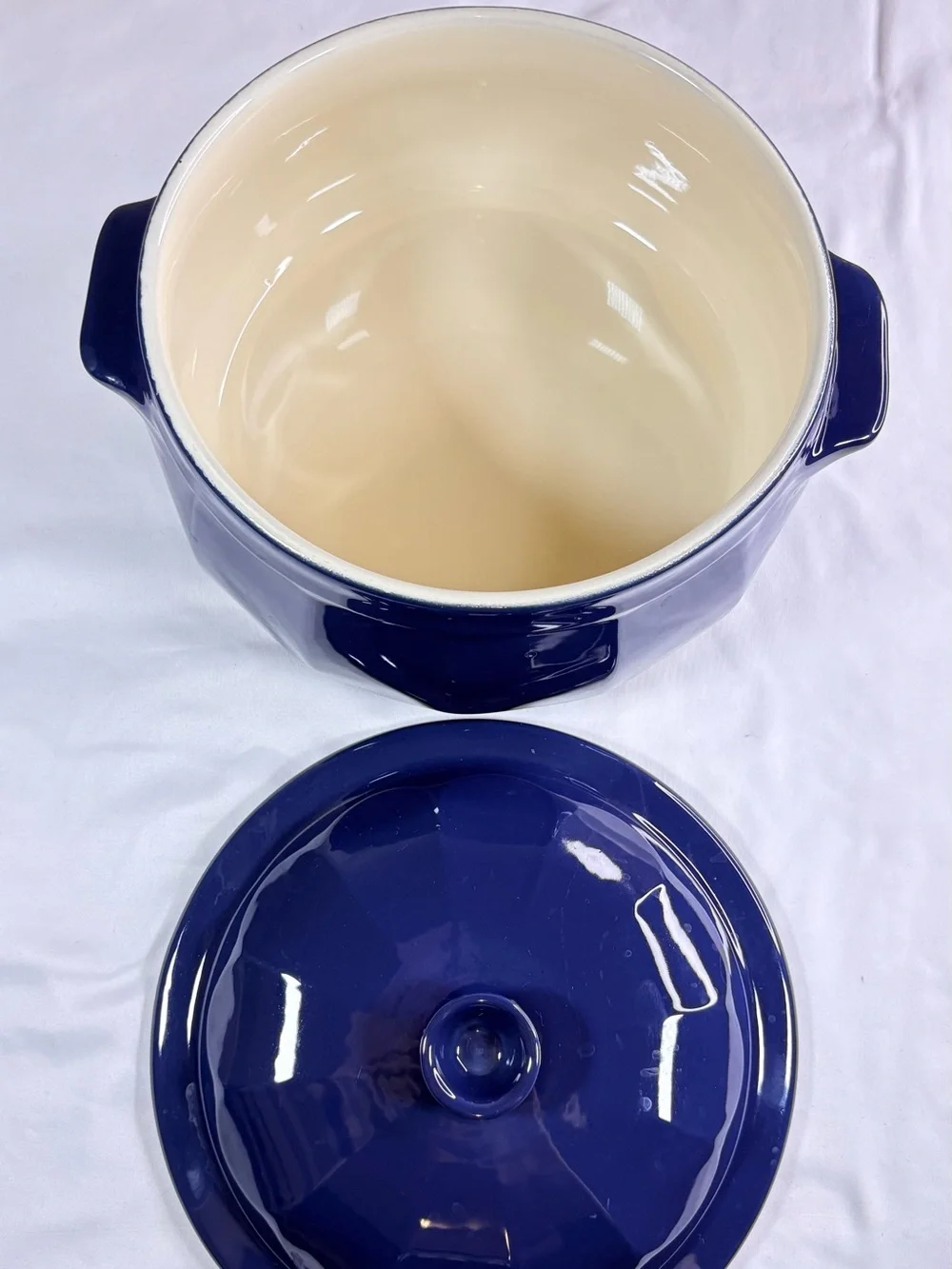 Glazed Ceramic Covered Casserole in Deep Blue